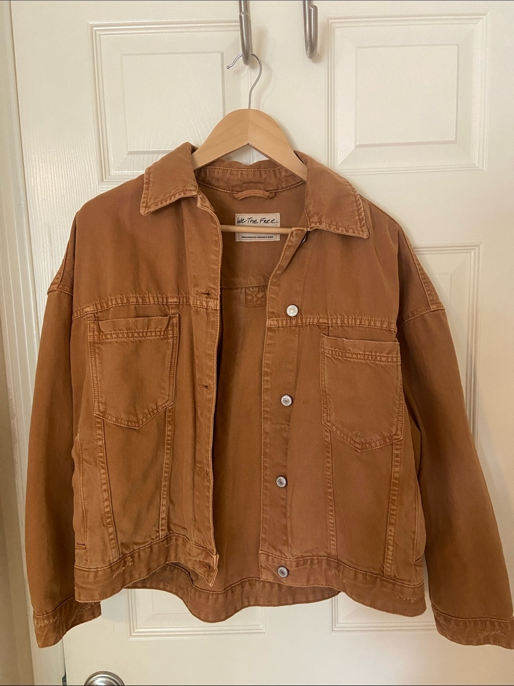 Free People Rustic Orange Oversized Denim Jacket